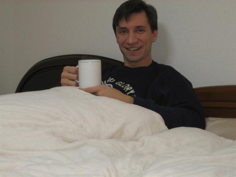 Mike with cuddly mug