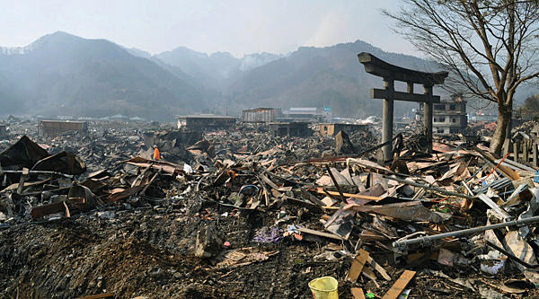 Torii among rubble