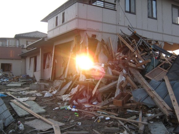 Damaged Japanese house