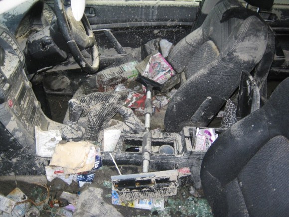 Ruined car interior